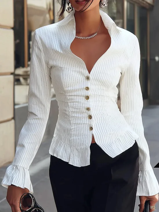 Urban Striped Shirt Collar  Shirt