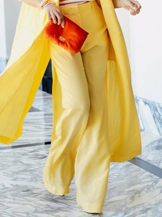 Cotton And Linen Casual Plain Straight Pants