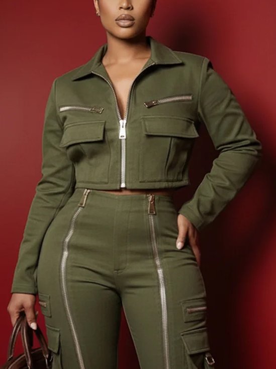 Urban Pockets Plain Shawl Collar Jacket