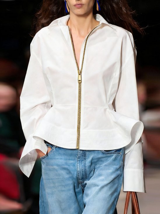 Cotton Urban Plain Shirt Collar Shirt