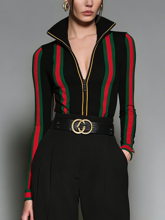 Urban Color Block Turtleneck T-shirt