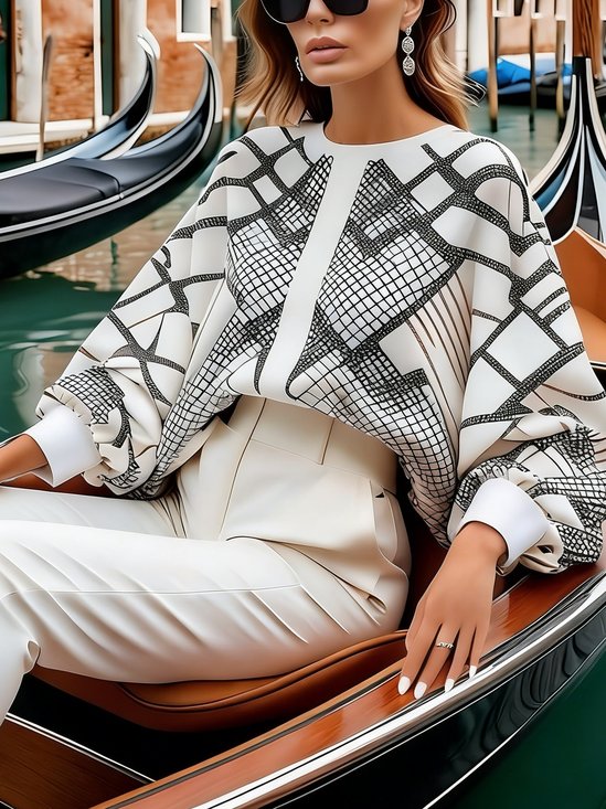 Casual Geometric Printing Sweatshirt