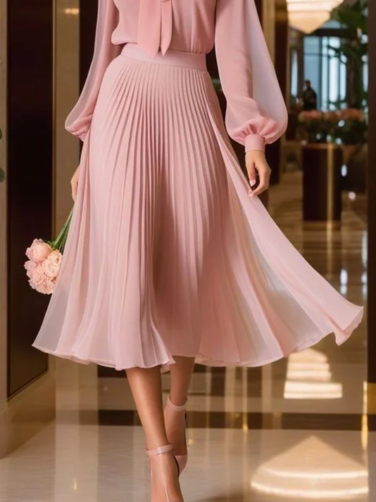 Elegant Plain Midi Skirt