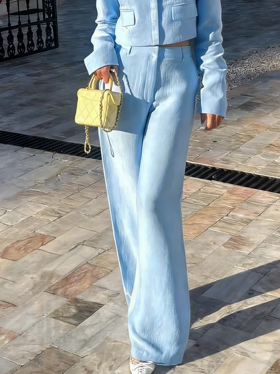 Urban Plain Straight Cotton And Linen Pants