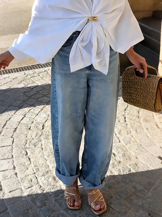 Urban Plain Loose Pockets Jeans