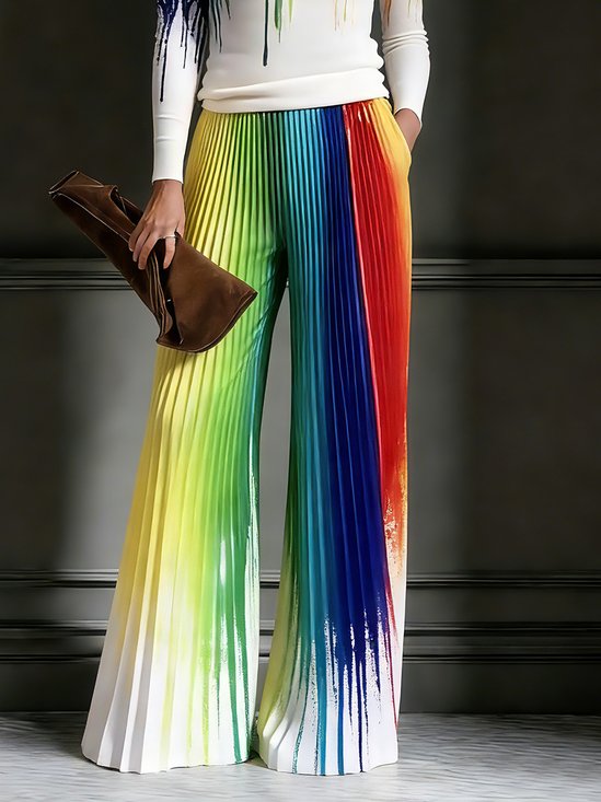 Casual Gradient Pattern Printing Wide Leg Pants