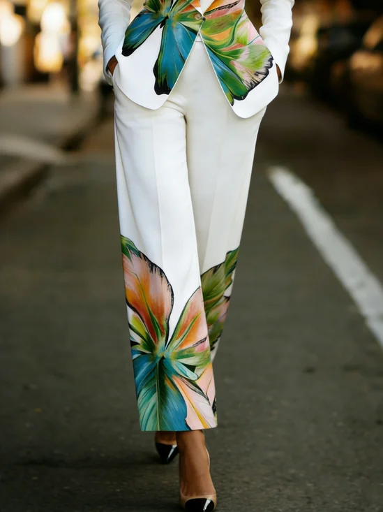 Urban Floral Printing Fashion  Straight Pants