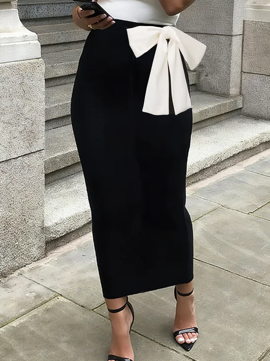 Urban Bow Black And White Colorblock Maxi Skirt