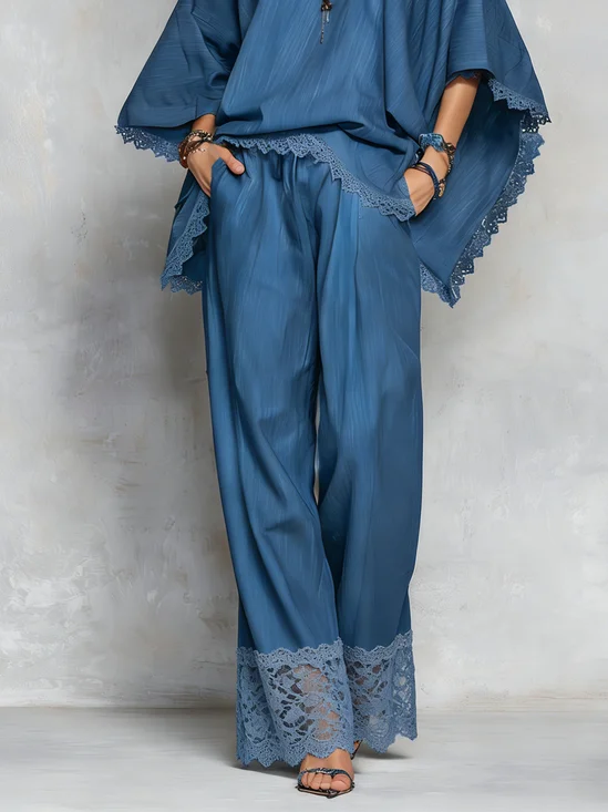 Faux Denim Casual Plain Jeans