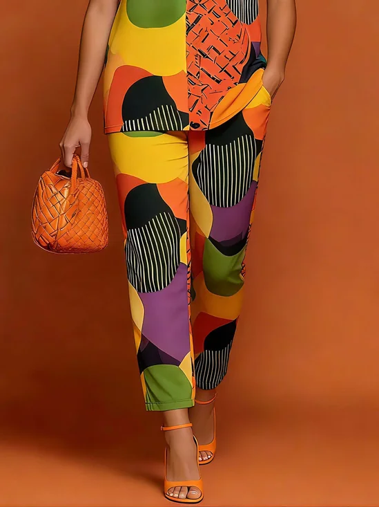 Casual Abstract Polka Dots Printing Pants