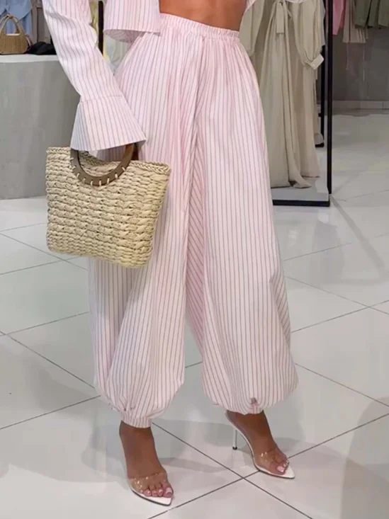 Casual Striped Bloomers Pants