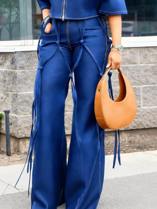 Casual Plain Denim Jeans