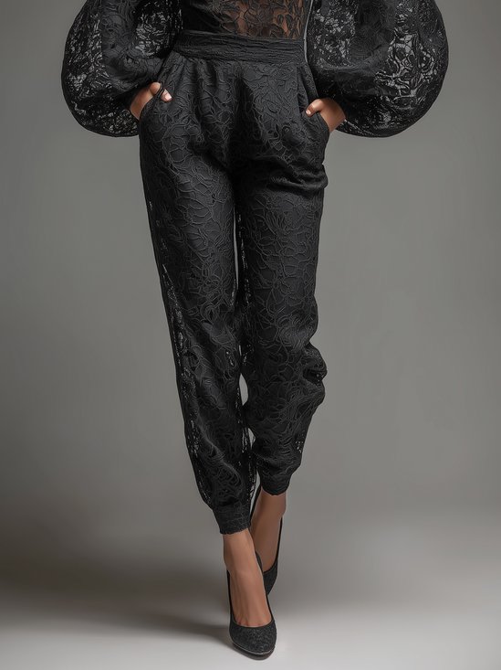 Elegant Plain Ankle Banded Pants