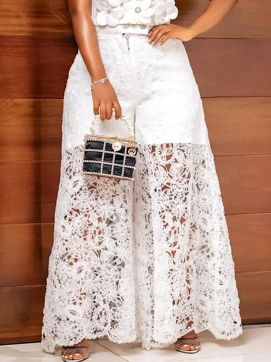Elegant Plain Wide Leg Fashion Pants