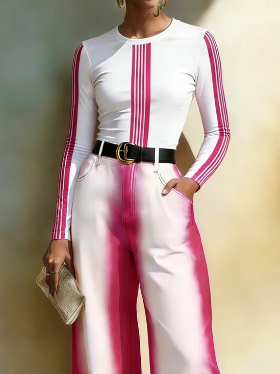 Urban Striped Crew Neck T-shirt