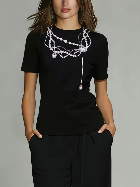 Casual Cotton 3D Print Crew Neck Graphic Tee