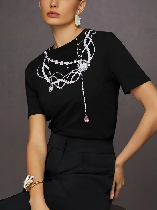 Casual Cotton 3D Print Crew Neck Graphic Tee