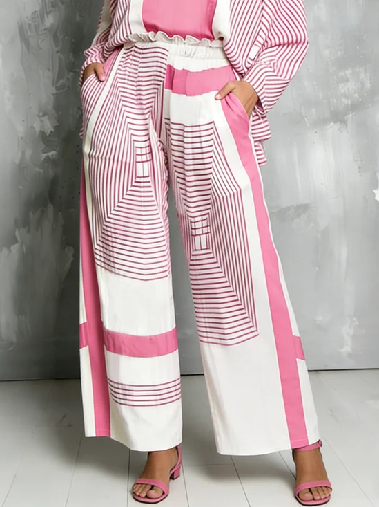 Urban Geometric Printing Wide Leg Pants