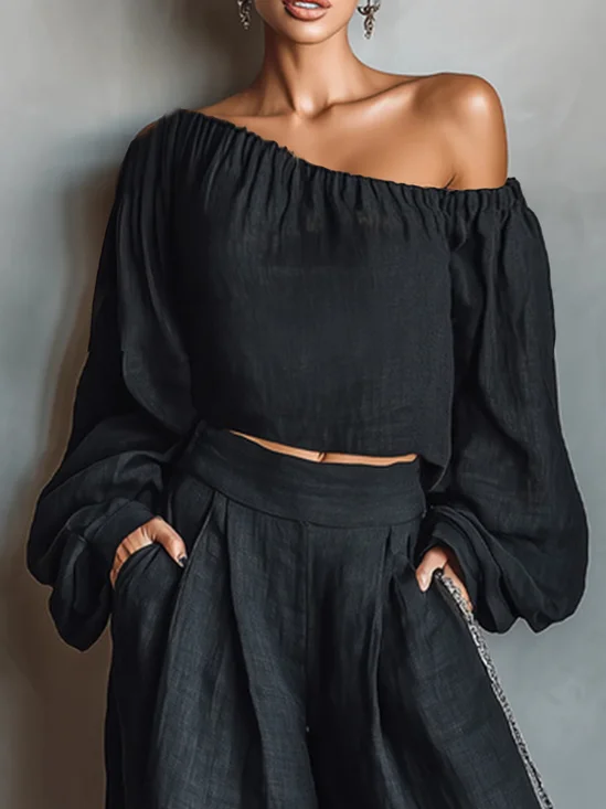 Cotton Casual Floral Gathered Off The Shoulder Blouse