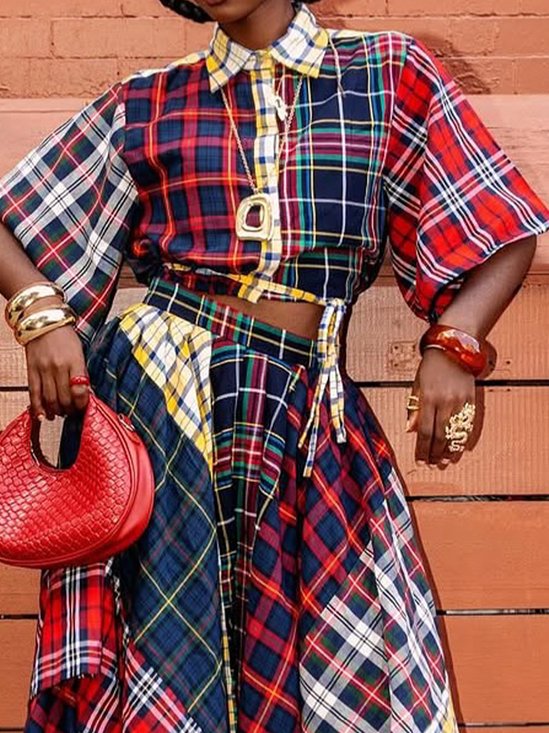 Casual Plaid Printing Shirt Collar Shirt