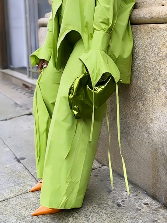 Cotton Urban Plain Wide Leg Pants