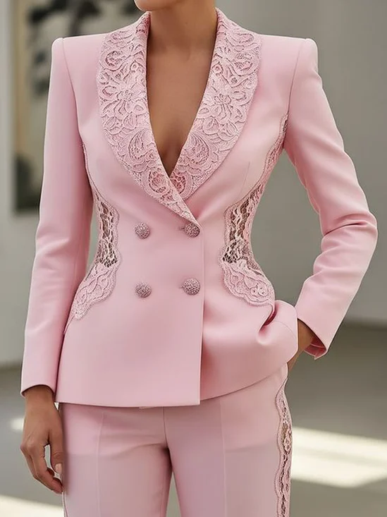 Urban Split Joint Plain Shawl Collar Blazer