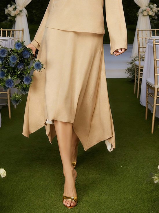 Elegant Asymmetric Lurex Midi Skirt with Silver Thread