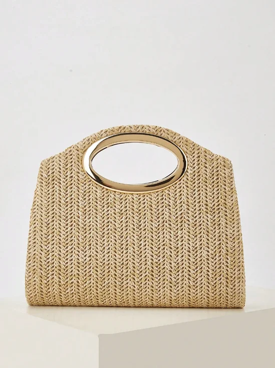 Vacation Plain Metal Straw Bag