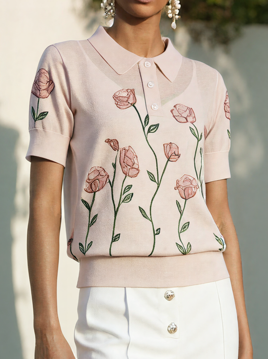 Vintage Floral Shawl Collar Sweater