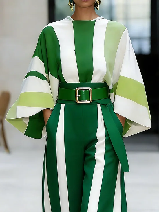 Urban Striped Crew Neck Blouse