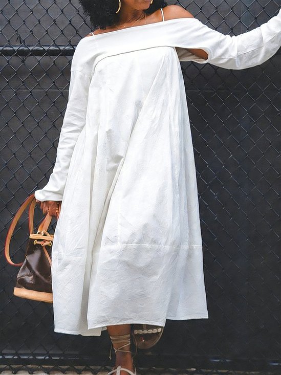 Casual Plain Spaghetti Midi Dress With Shawl