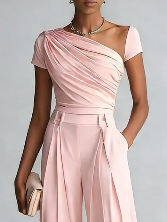 Urban Plain Ruched Asymmetrical T-shirt