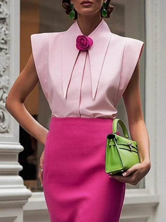 Cotton Urban Plain 3D Floral Shirt Collar Shirt