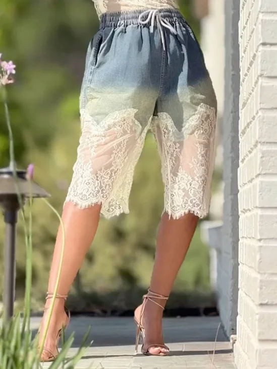 Casual Denim Lace Shorts