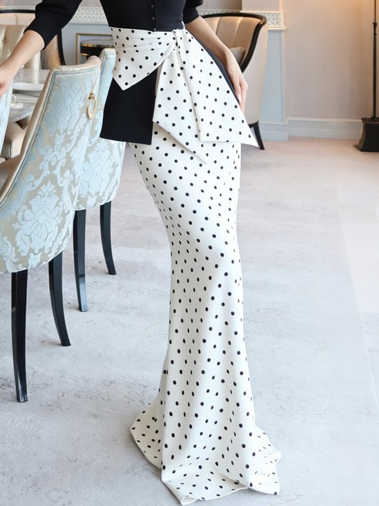 Elegant Printing Polka Dots Maxi Skirt