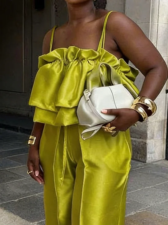 Satin Urban Plain Square Neck Cami