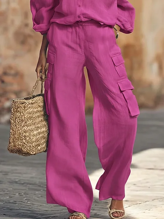 Cotton Vacation Plain Cargo Pants