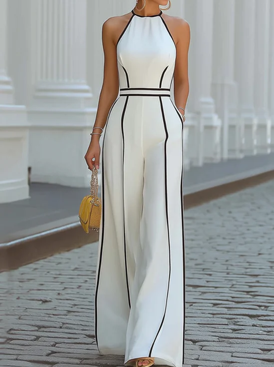 Urban Color Block Halter Jumpsuit