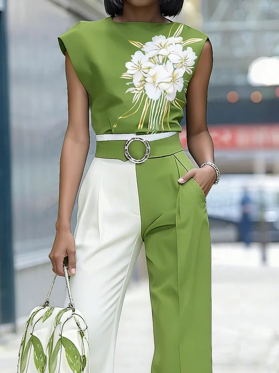 Urban Floral Crew Neck Blouse