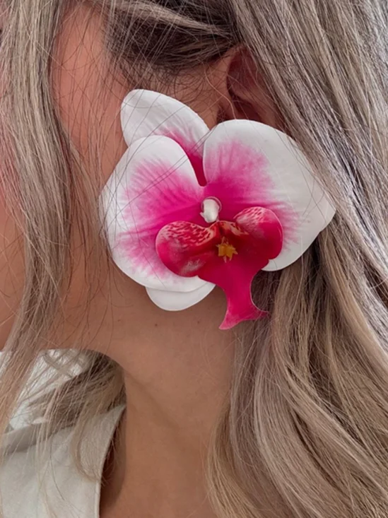 Simulated Phalaenopsis Orchid Flower Earrings