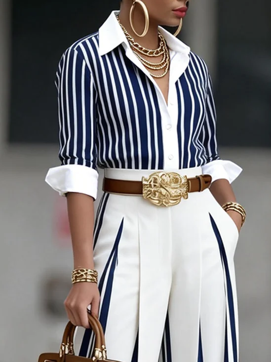 Plus Size Casual Shirt Collar Shirt