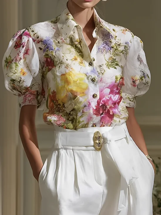 Urban Floral Shirt Collar Shirt