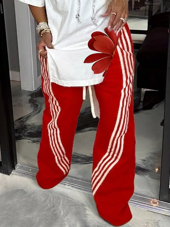 Casual Color Block Straight Pants