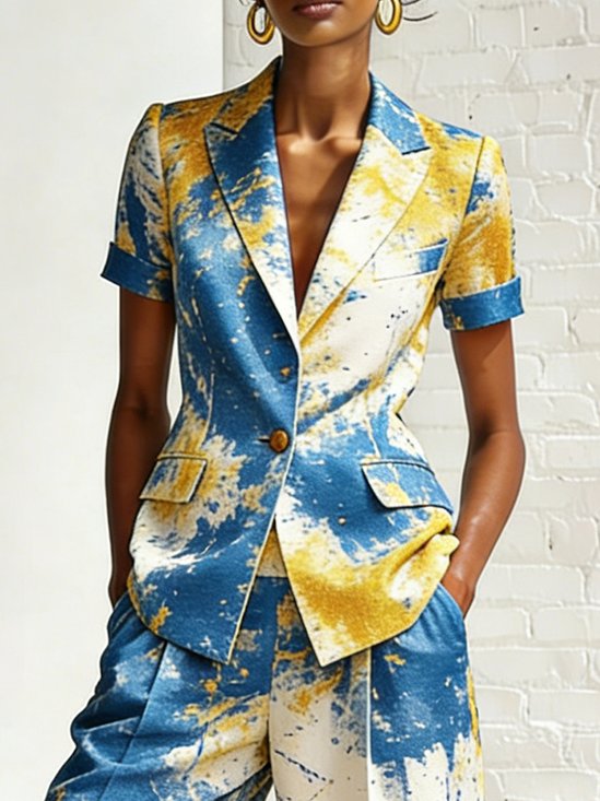 Urban  Printing Graffiti Lapel Collar Blazer