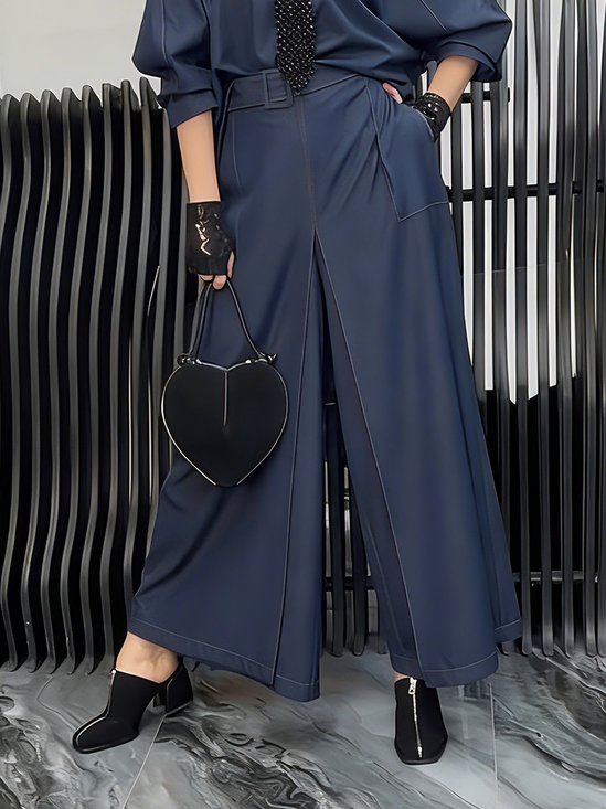 Casual Plain Soft Tencel Denim Loose Jeans With Belt