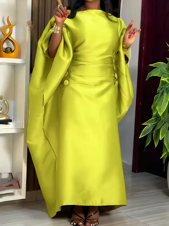 Elegant Plain Off The Shoulder Maxi Dress