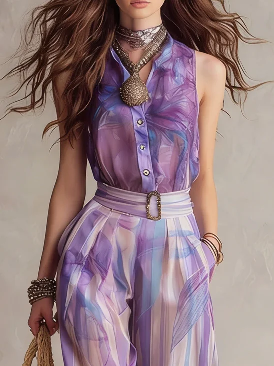 Urban Abstract Printing Shirt Collar Shirt