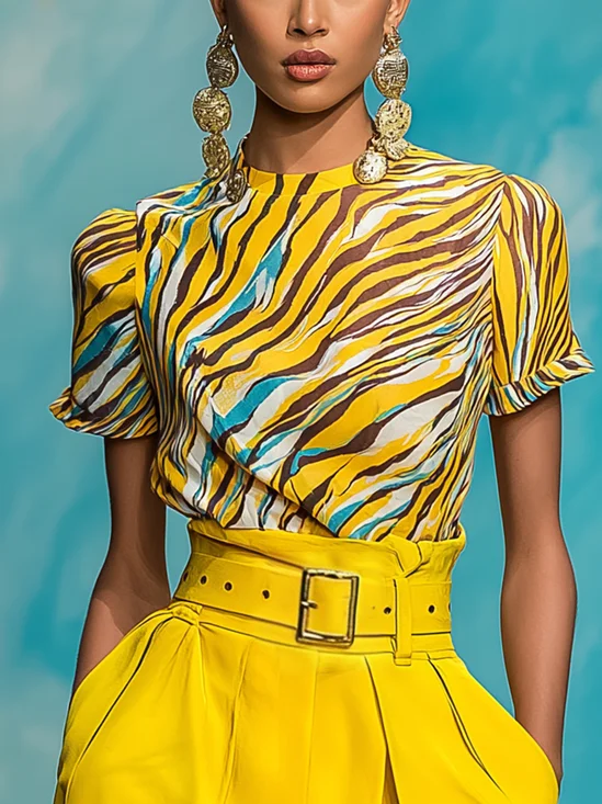 Urban Zebra Printing Crew Neck T-shirt