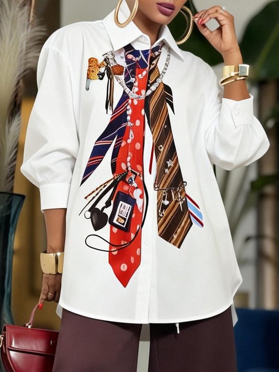 Plus Size Urban Painting Printing Shirt Collar Shirt