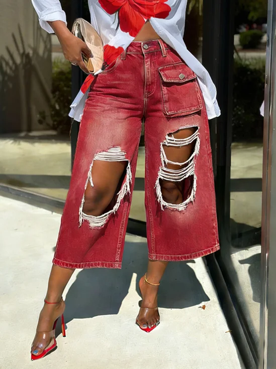 Loose Casual Denim Ripped Jeans